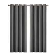 Triple Layer Charcoal Blockout Eyelet Curtains (Set of 2)